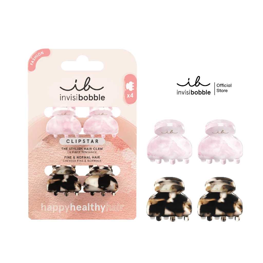 invisibobble กิ๊บหนีบผม กิ๊บติดผม ถนอมเส้นผม รุ่น Clipstar Petit Four (1 กล่องบรรจุ 4 ชิ้น)