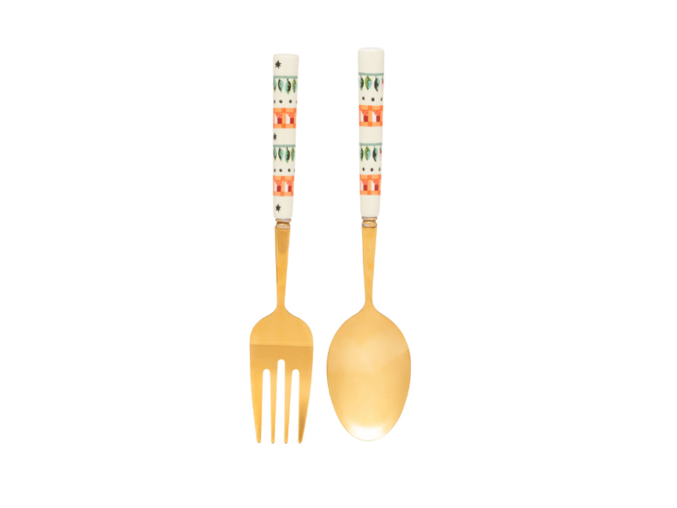 CK DOLLY ROSE SERVING SPOON & FORK SET