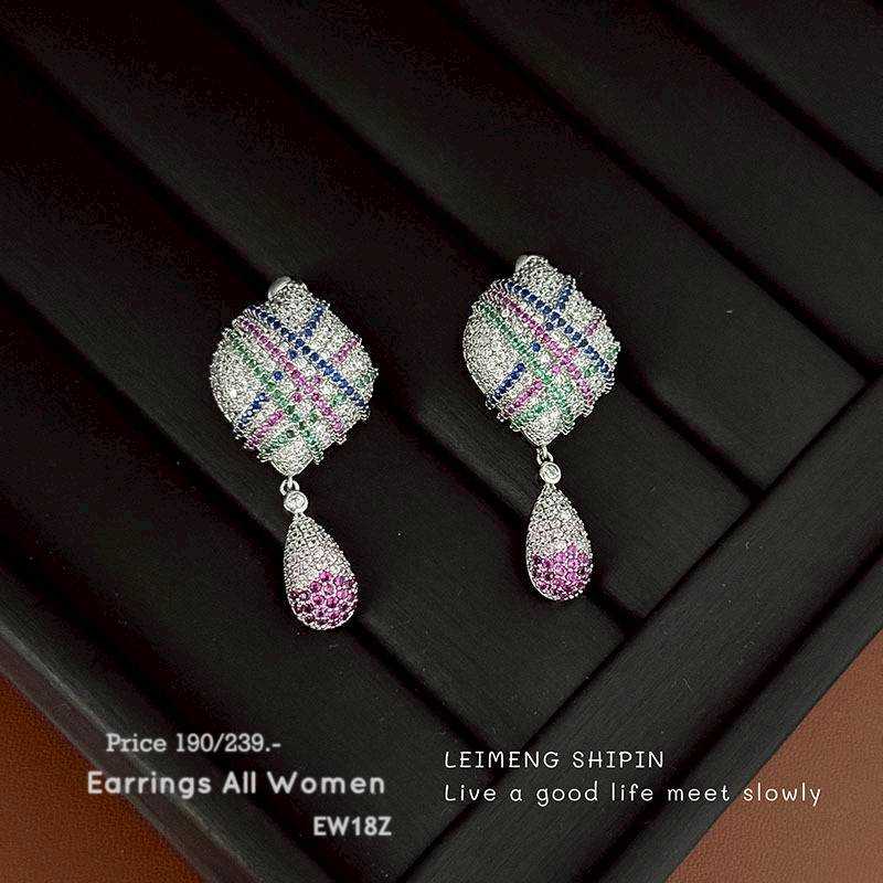 EW18Y ต่างหูระย้า  เครื่องประดับ เงิน 925