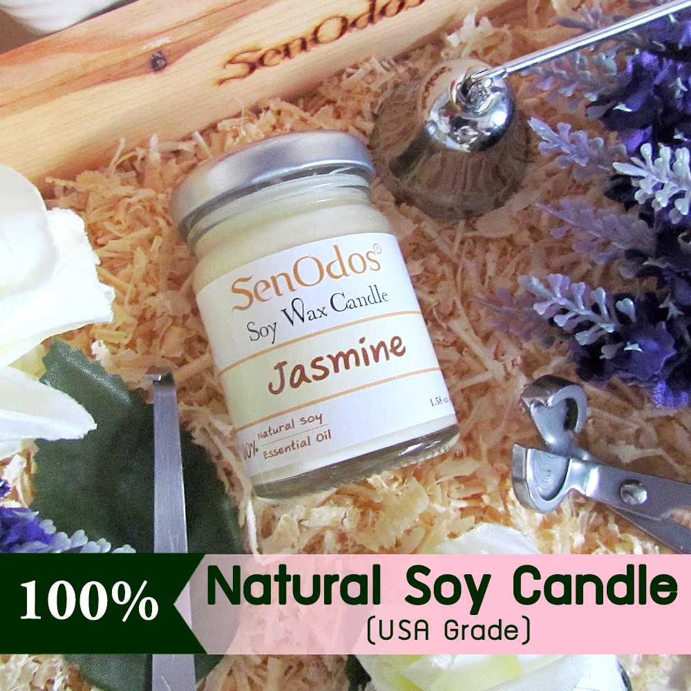 เทียนหอม อโรม่า เทียนหอมสปา  Jasmine Scented Soy Candle Aroma 45 g - กลิ่นมะลิแท้