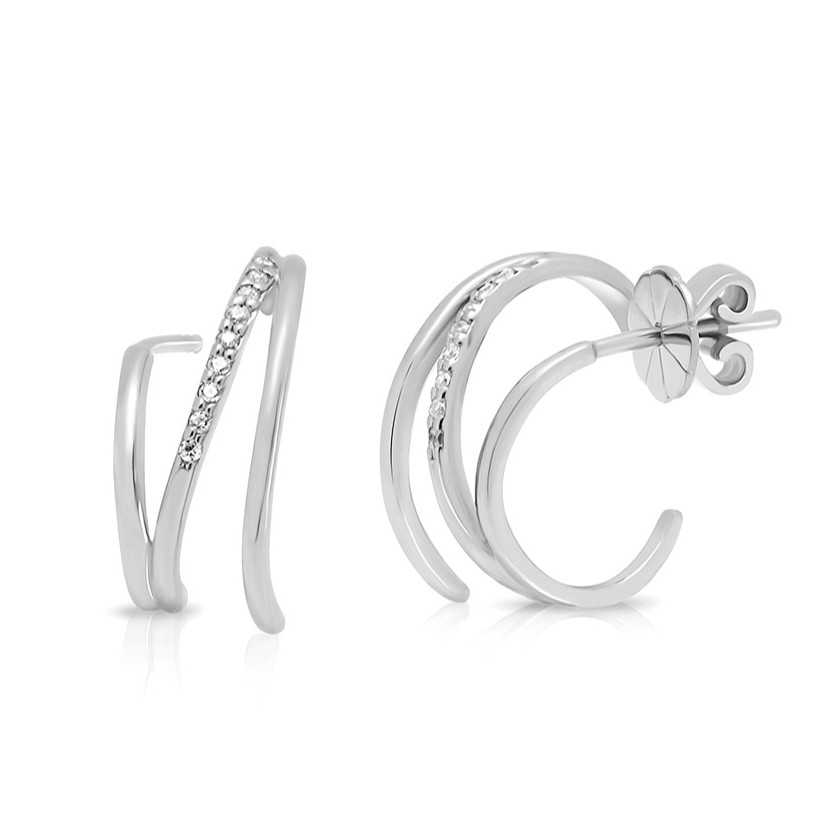 Jewellista ต่างหูเงินแท้ Kelly ประดับพลอย CZ ชุบ Rhodium, 14K Yellow gold , Rose gold
