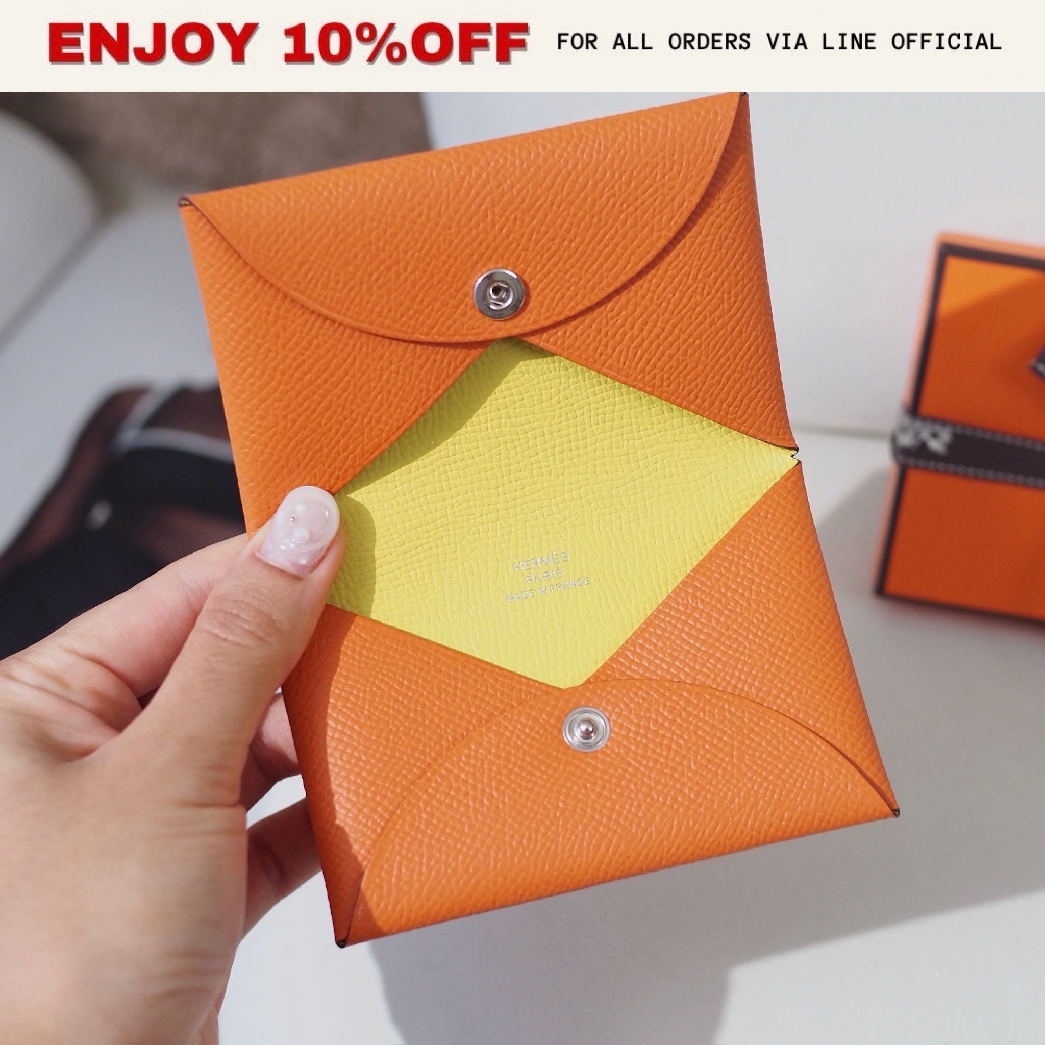 NEW! HERMES Calvi verso card holder Epsom  | Bag