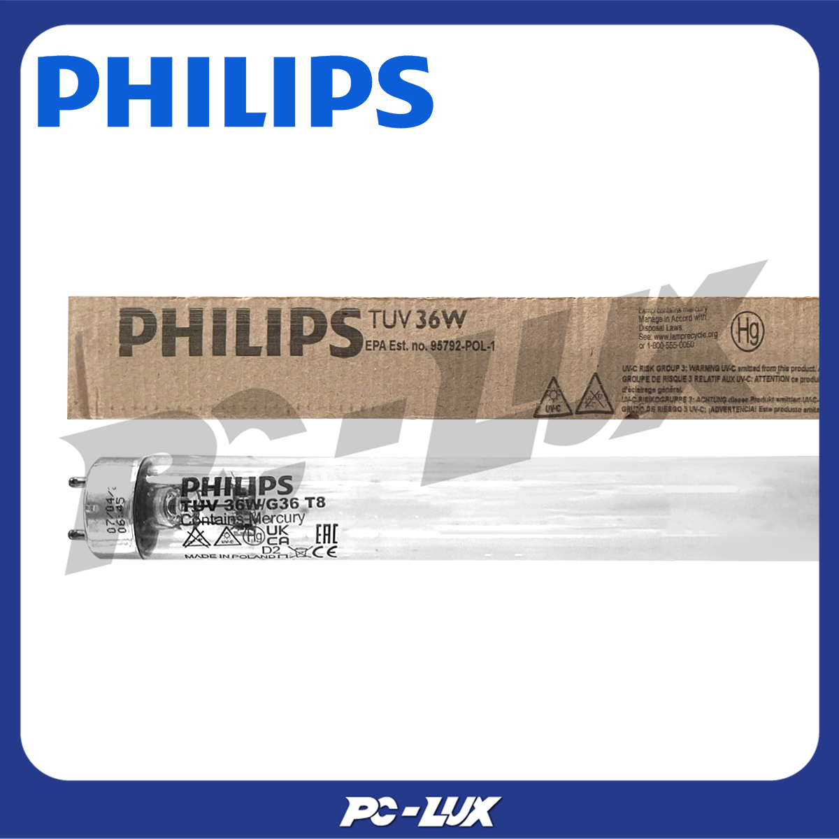 PHILIPS หลอดไฟสำหรับฆ่าเชื้อทียูวี T8 G36 ขนาด 36 วัตต์