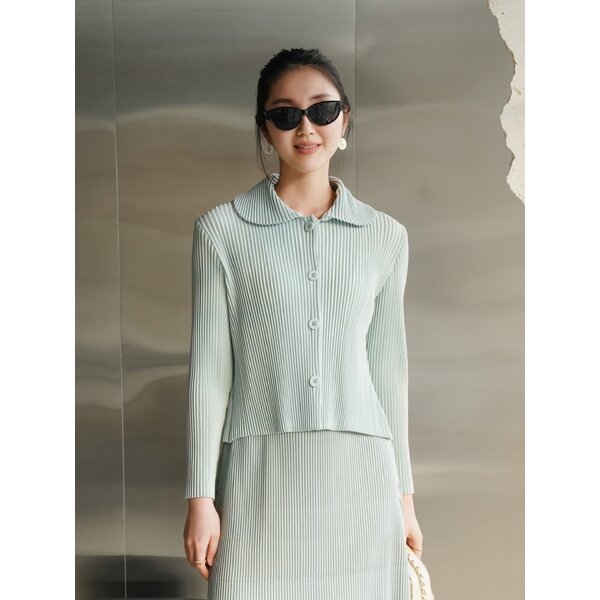 2MUAY รุ่น GJO8762 เสื้อผู้หญิง เสื้อพลีทคุณภาพ 8สี FREE SIZE THICK COLLAR BUTTON FRONT PLEATED TOP