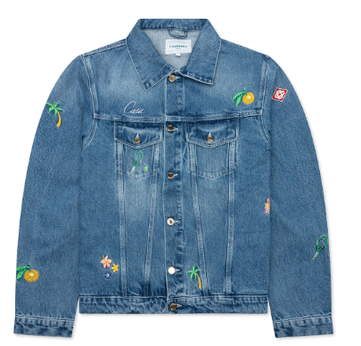 CASABLANCA STONE WASH DENIM EMBROIDERED MOTIF JACKET