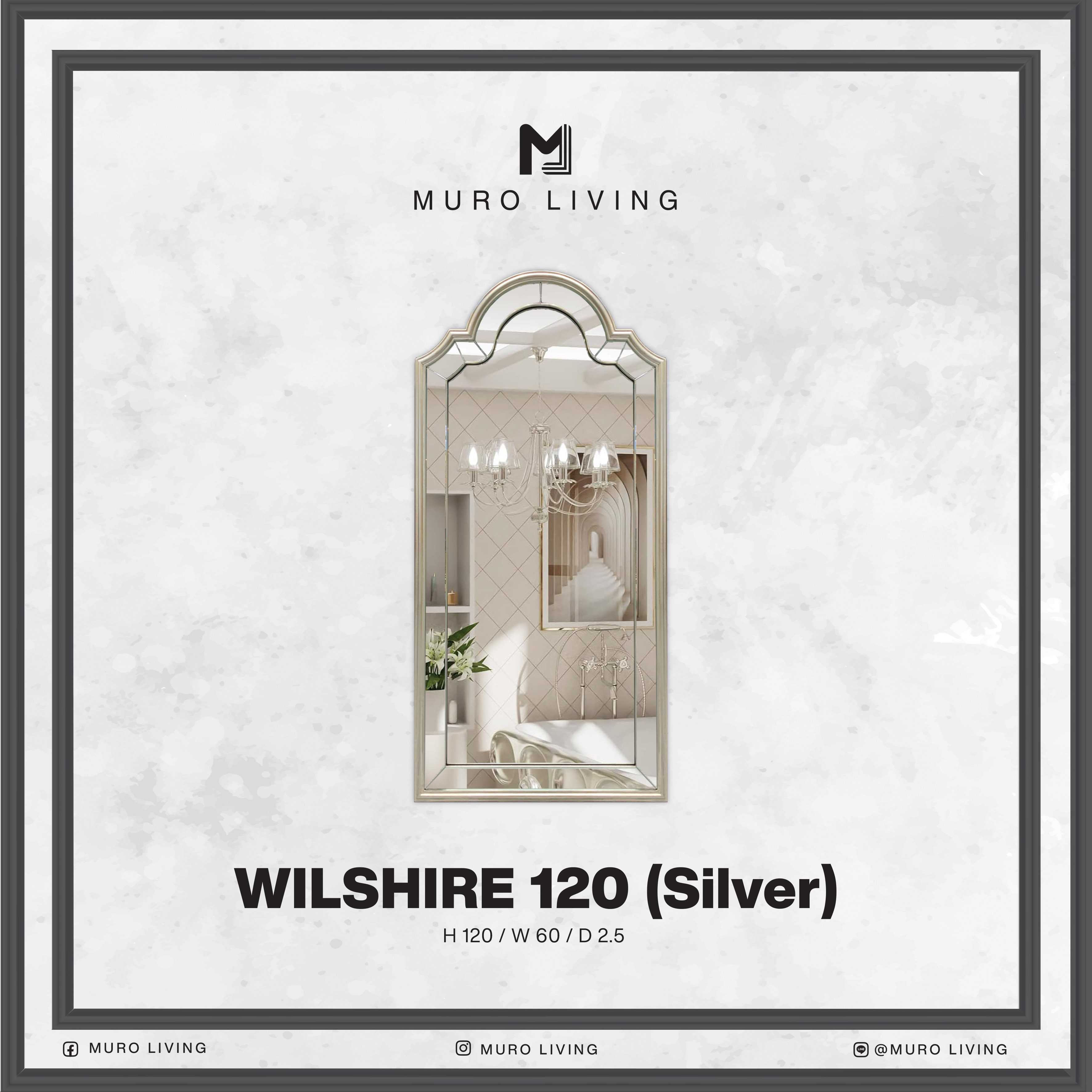 กระจกตกแต่งผนังดีไซน์ Muro Living รุ่น WILSHIRE 120 (Silver)