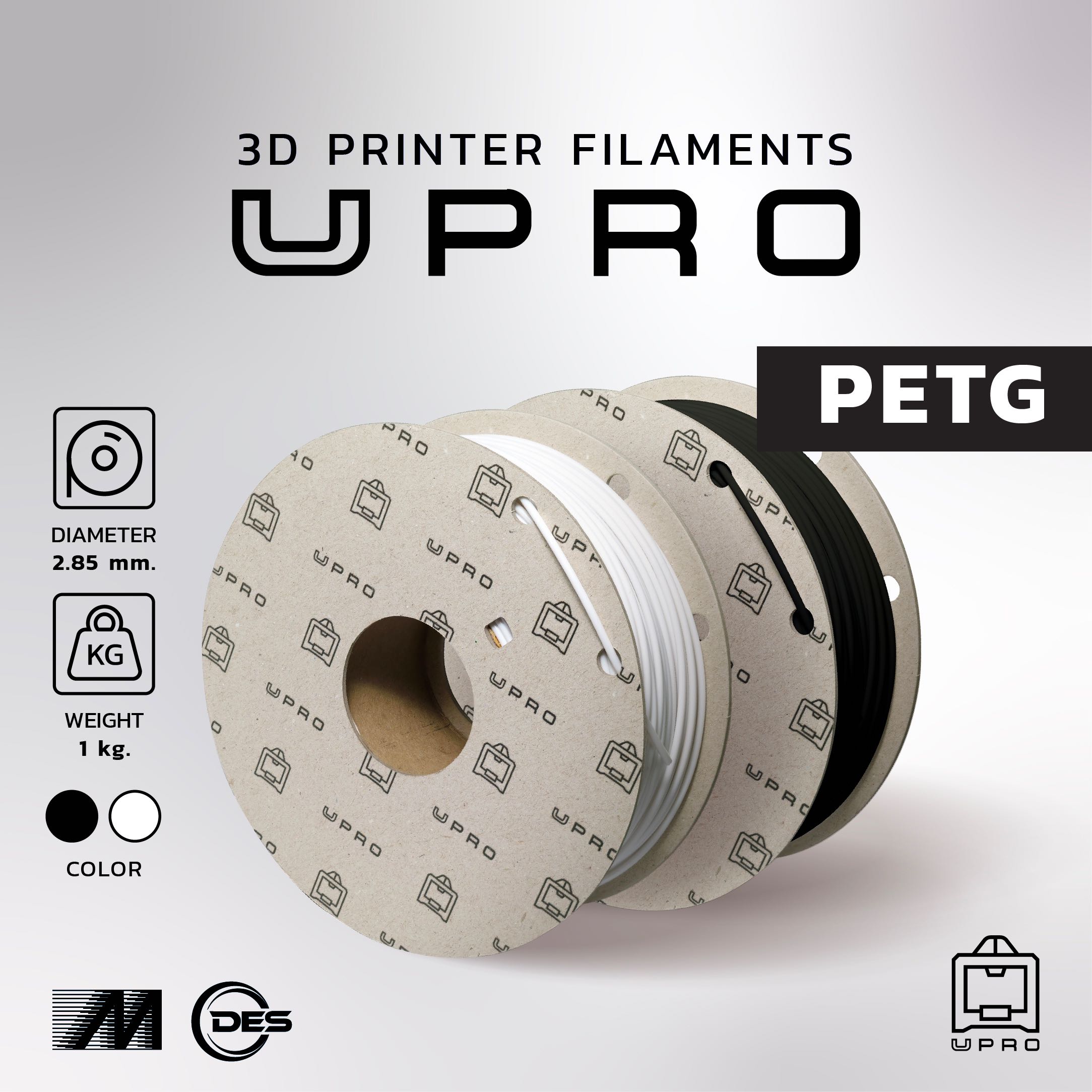 UPRO PETG 2.85 mm. Black, White Color