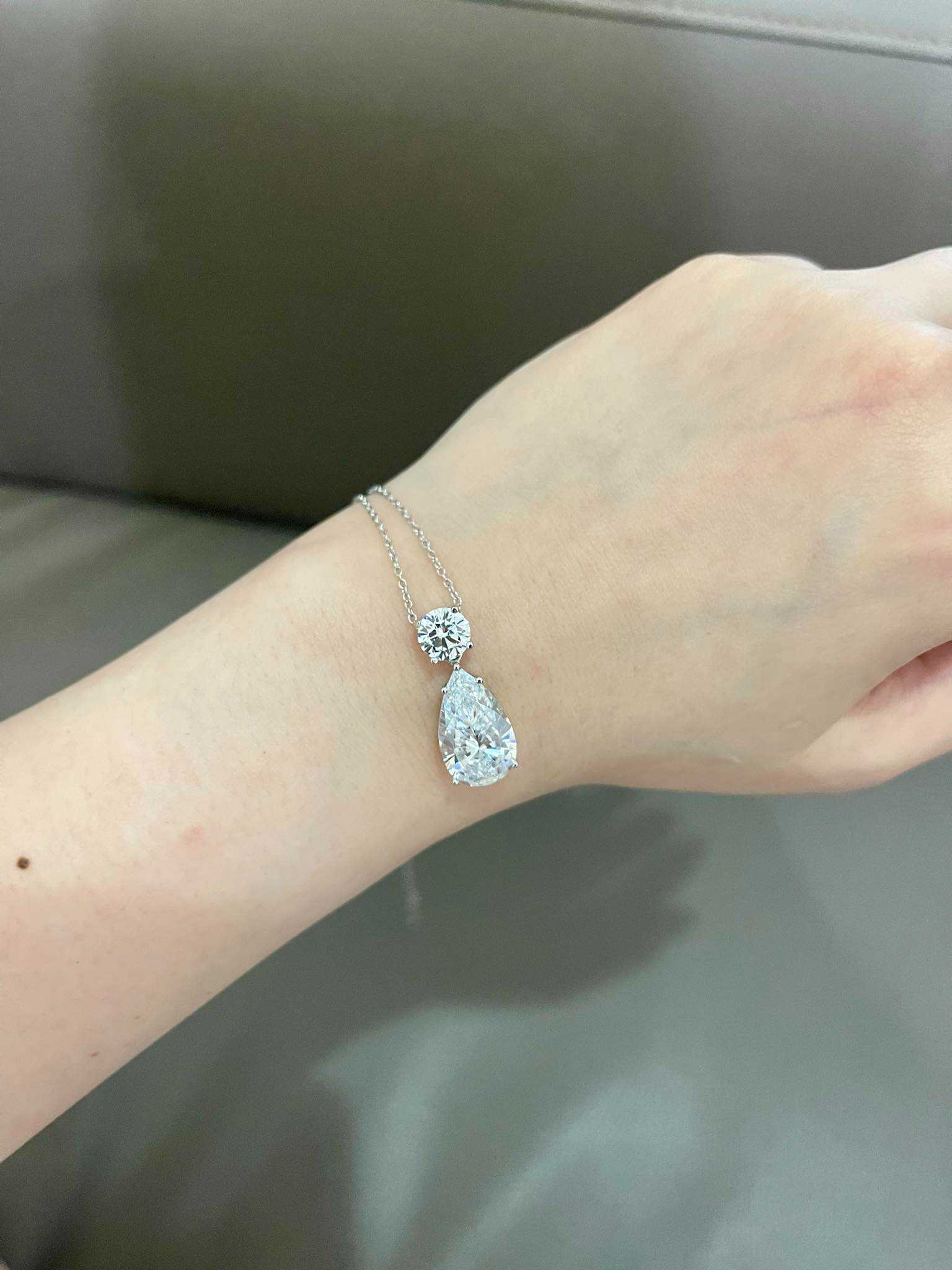 พร้อมส่ง สร้อยคอพร้อมจี้เพชรหยดน้ำและกลม ความยาว16/18นิ้ว