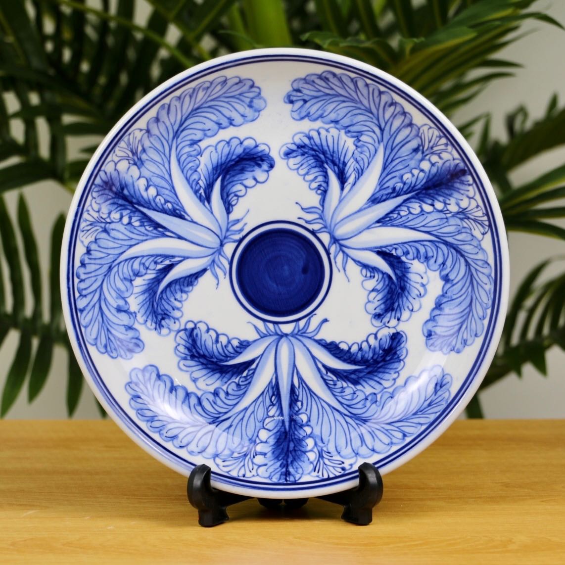 จานทานข้าว ขนาดกว้าง 8 นิ้ว ลายผักกาด : BlueAndWhite