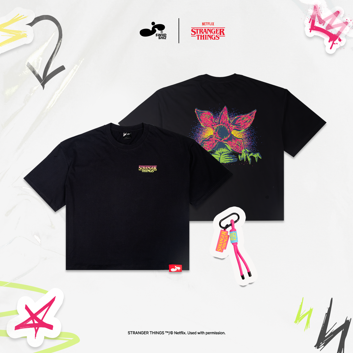 [พร้อมส่ง] Stranger Things Oversize Boxy T-Shirt 03 Black Demogorgon (L/W)