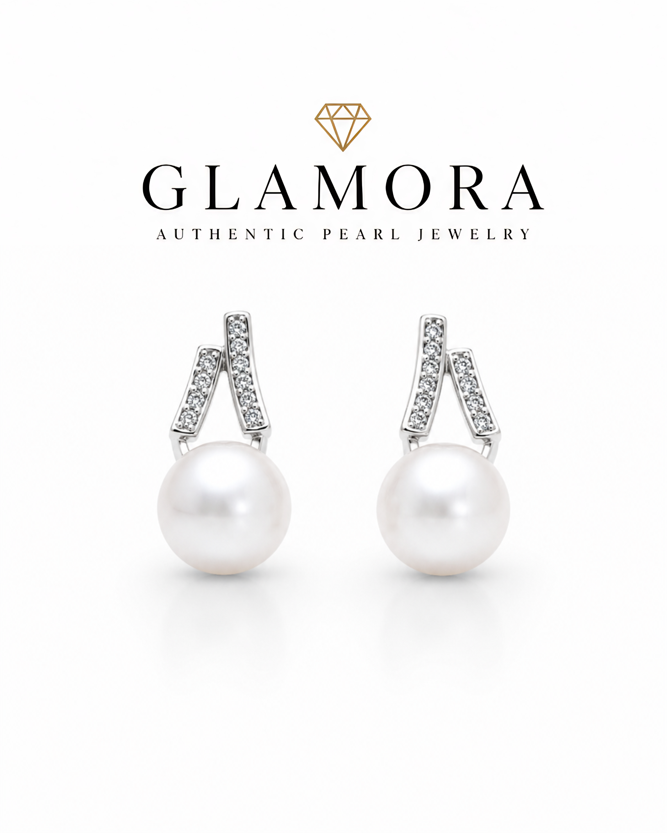 E13ต่างหูไข่มุกแท้ รุ่น The Modern Geo Pearl Earring ไข่มุกขนาด7-8มม. ตัวเรือนเงินแท้ S925.