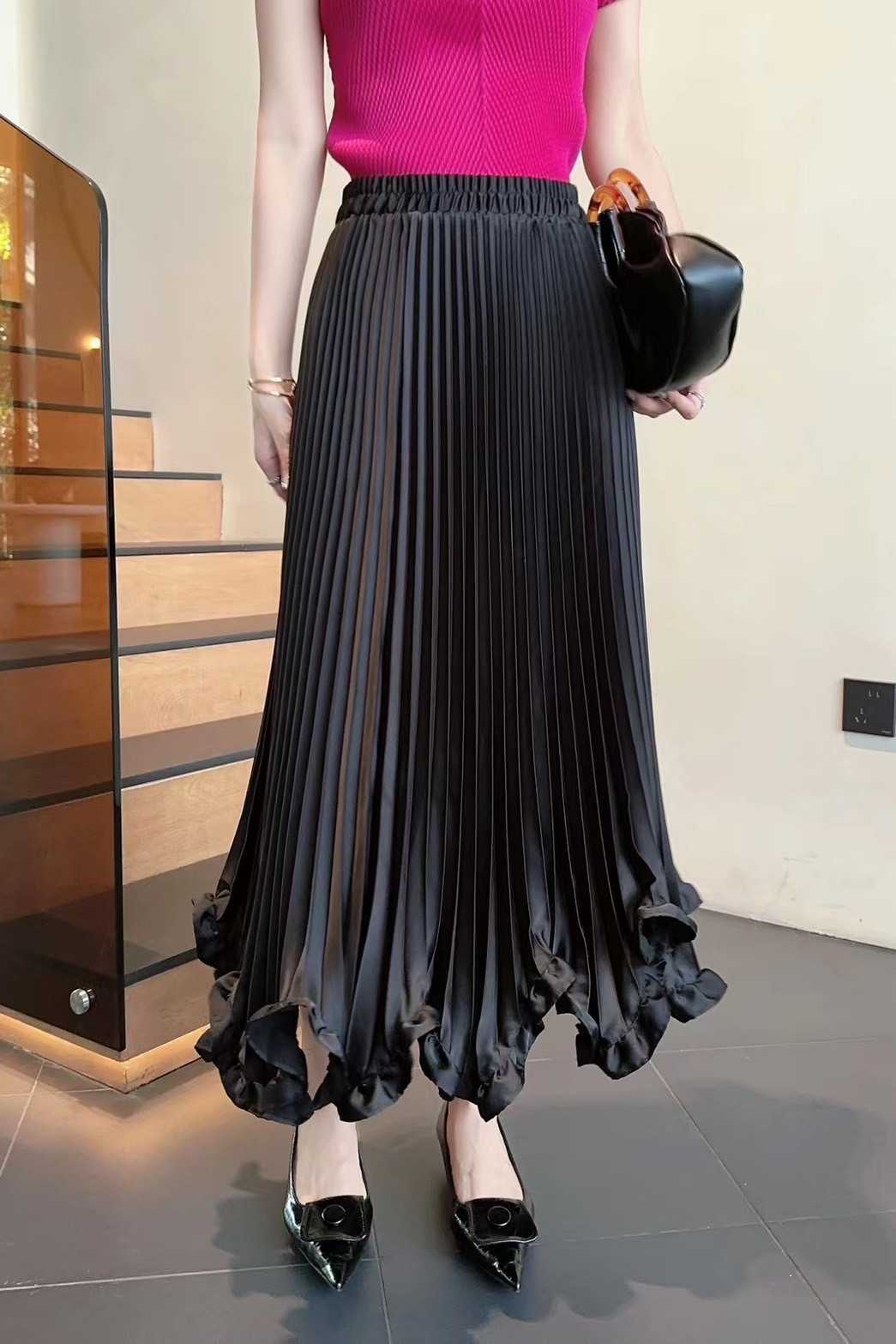 Pleatbynisa A550 กระโปรงอัดพลีท เนื้อผ้าPolyester100%