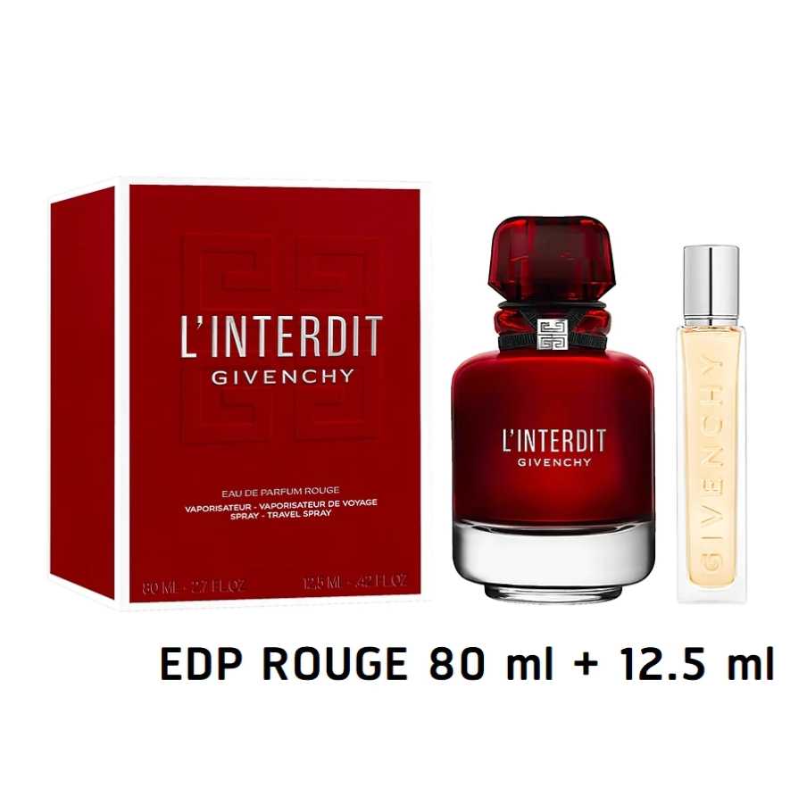 (Rouge) Set Givenchy L' Interdit EDP ROUGE 80 ml + 12.5 ml กล่องซีล ป้ายคิงพาวเวอร์