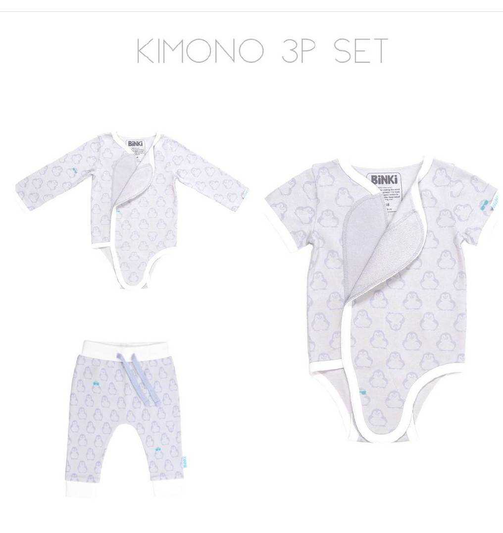SET 3 Pcs. - KIMONO ROMPER SL + LS + PANT