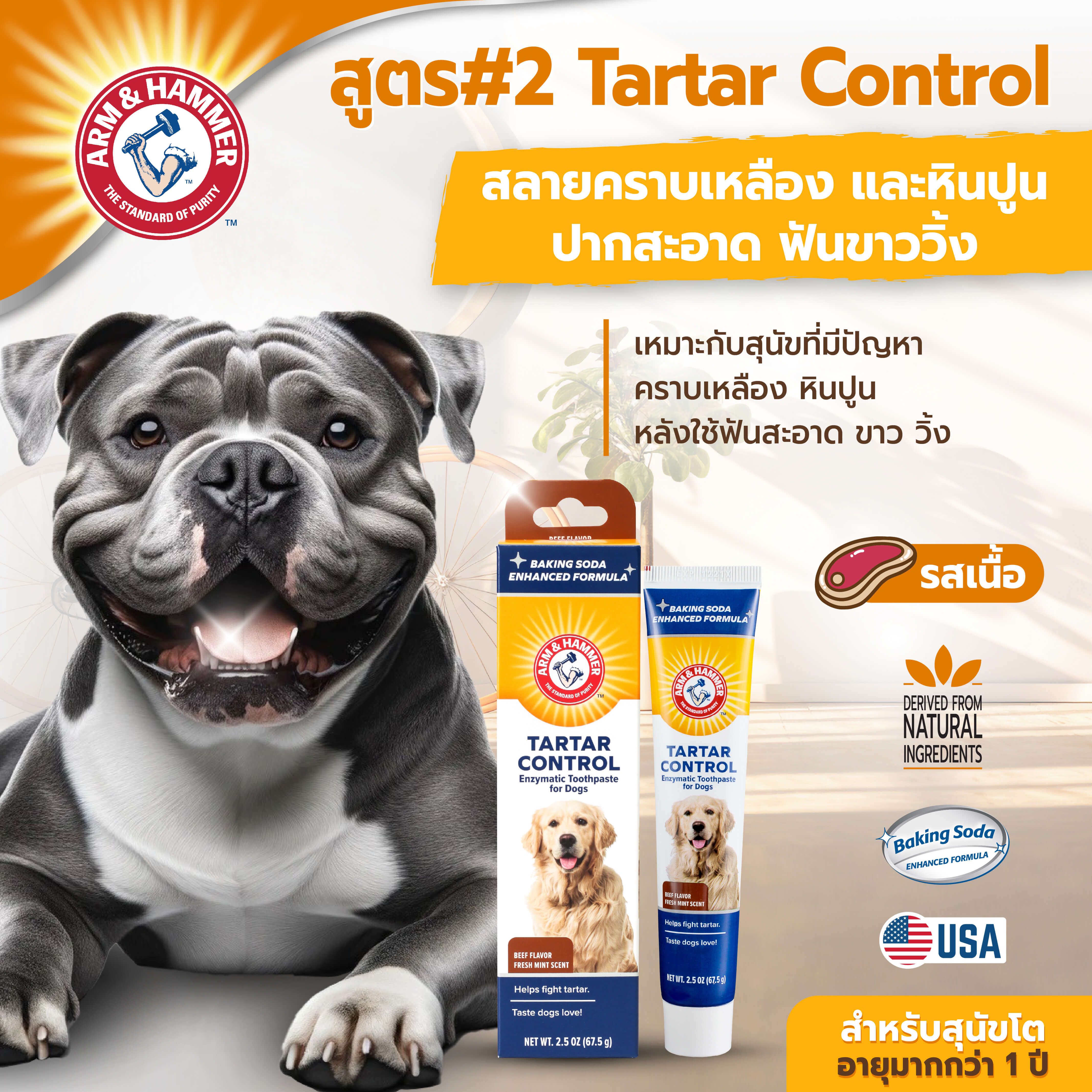 Arm and Hammer Tartar Control ยาสีฟันสุนัข รสเนื้อ มินต์ 67.5g.ปากเหม็น หินปูน ฟันผุ ดับกลิ่นปาก