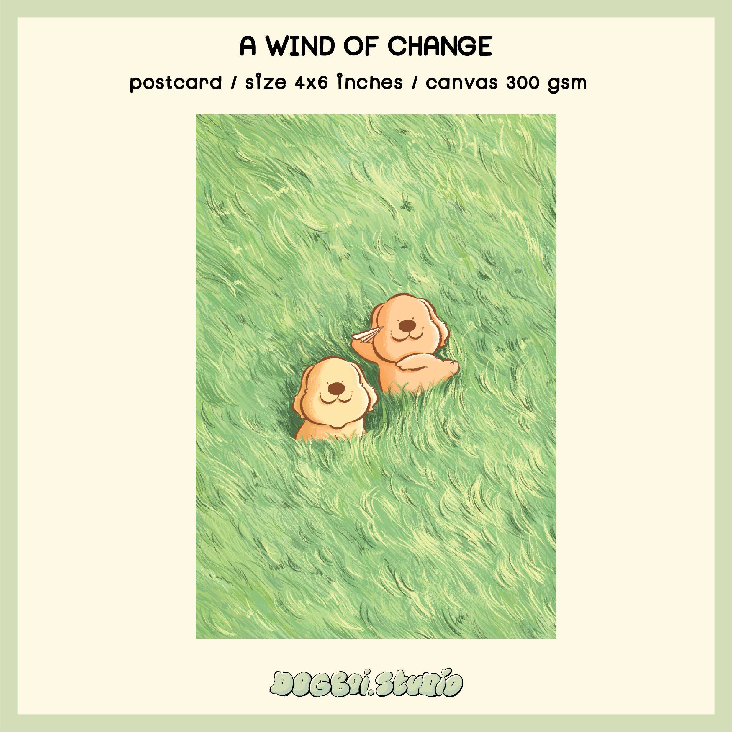 DOGBOI postcard🌱a wind of change โปสการ์ดโกลเด้นจาสู้เพื่อความฝัน พิมพ์ลงกระดาษแคนวาส