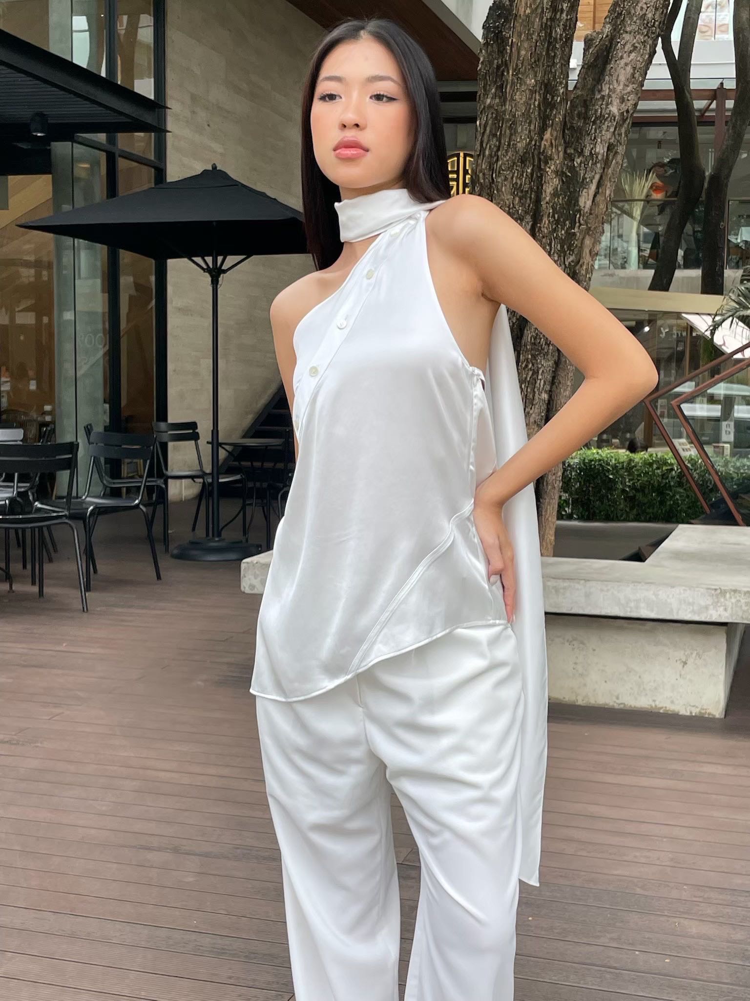 LEJE CALLA  SCARF TOP - WHITE