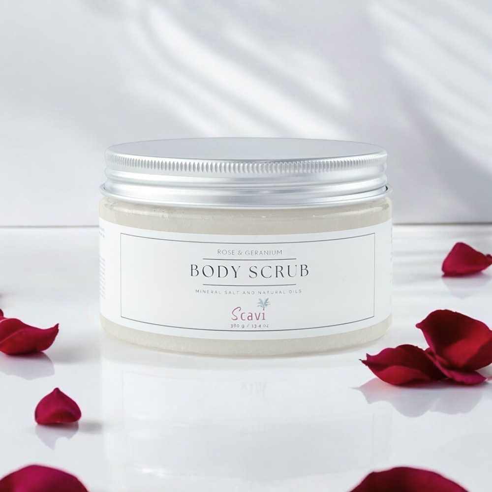 Body scrub salt scrub (Rose & Geranium) 380g เกลือขัดผิว สครับผิว เกลือสปาขัดผิว