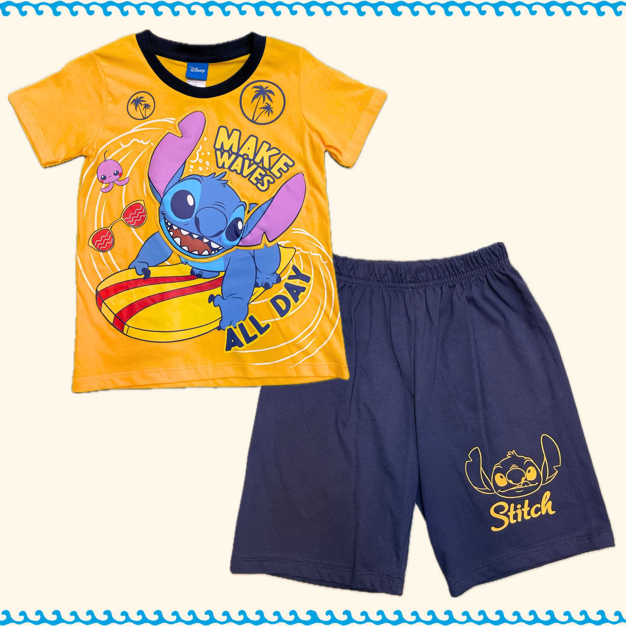 Stitch make waves Set Yellow/Navy Blue Size 1