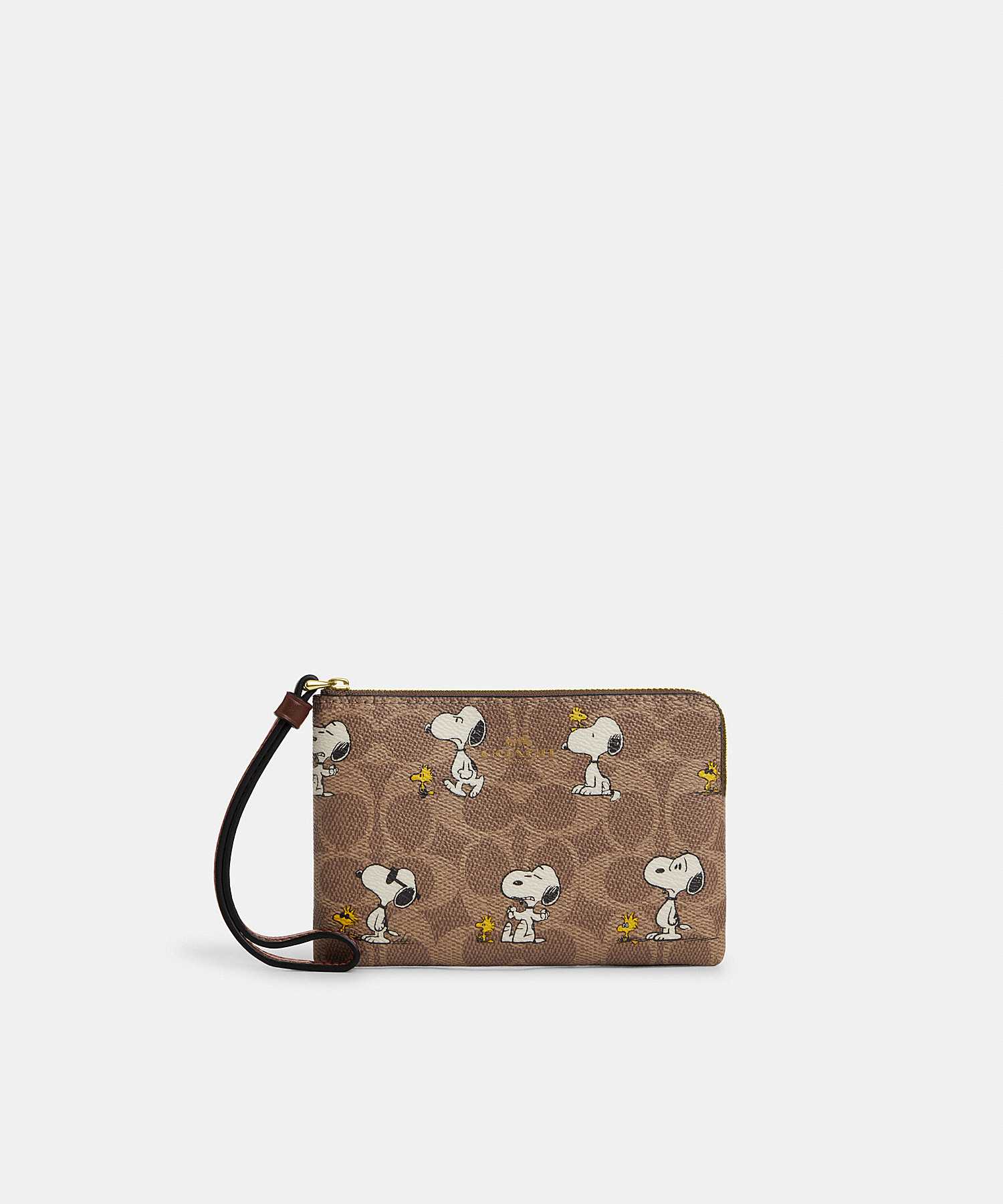 COACH X PEANUTS CORNER ZIP WRISTLET IN SIGNATURE CANVAS WITH SNOOPY PRINT CBS82 IMY3O