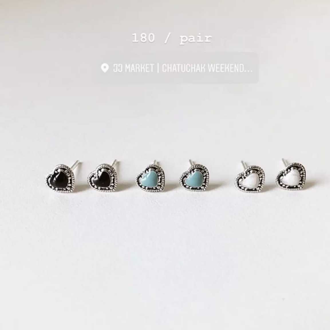 Winterwinter Jewelry Silver925 : ต่างหูเงินแท้ ต่างหูรูปหัวใจ มีให้เลือก 3 สี