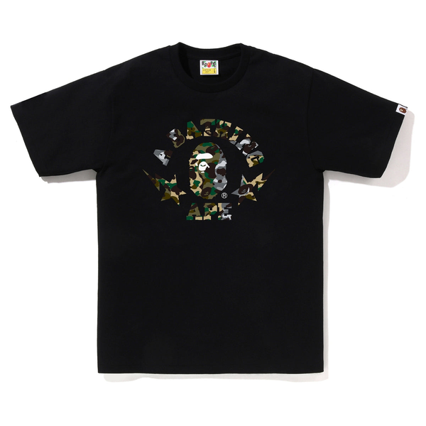 Bape 1ST Camo Carzy Sta College Tee Black