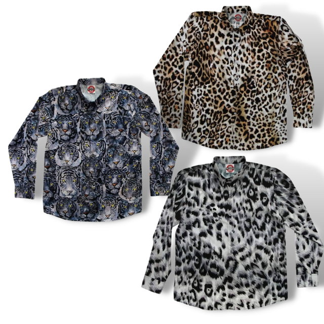เสื้อเชิ้ตแขนยาวปกเชิ้ตลายแฟชั่น ผ้าPremium Grade ต่อลายเป๊ะพิมพ์เต็มหน้าหลัง ส่งฟรี