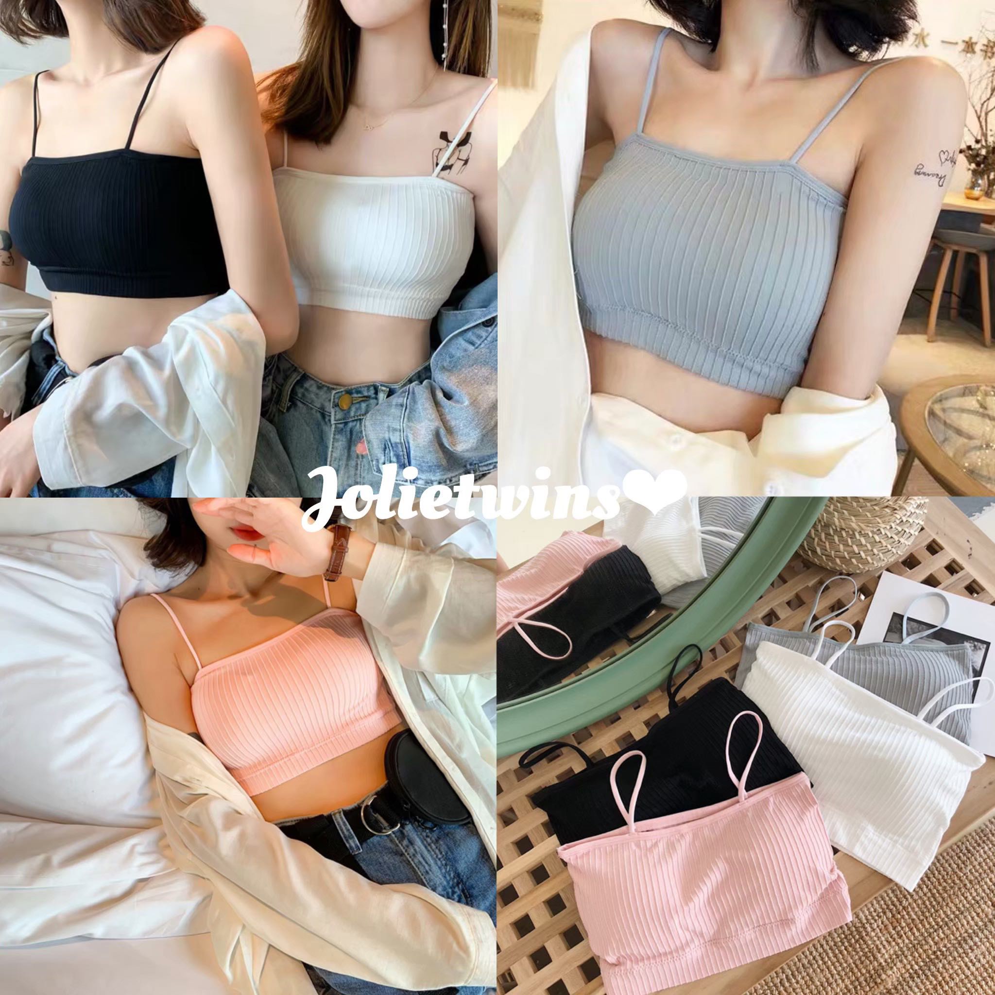 พร้อมส่ง🍑 ชุดชั้นใน เสื้อสายเดี่ยว บราเกาะอก สไตล์เกาหลี มี 4 สีค่า เนื้อผ้าใส่สบาย