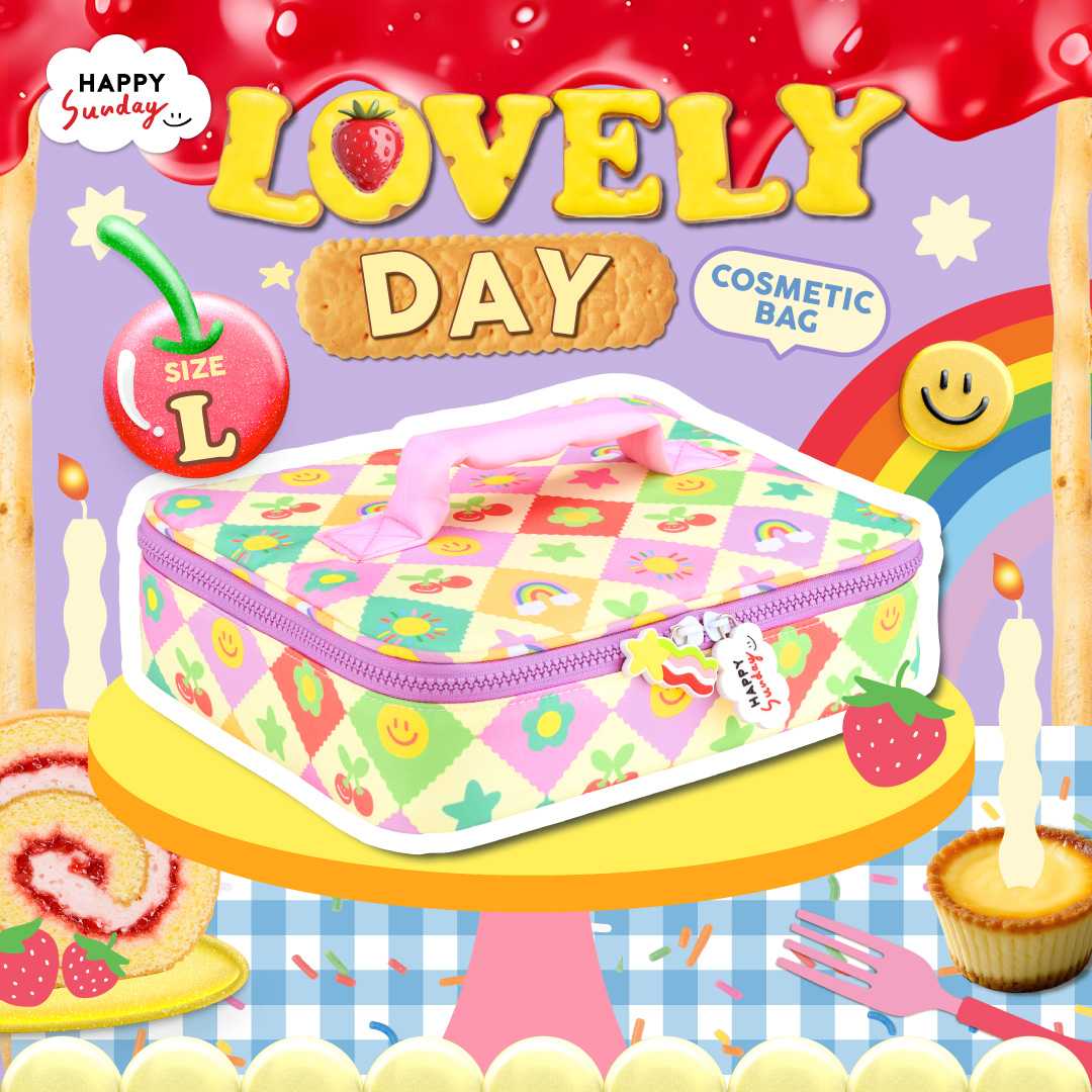[SIZE L] HAPPY SUNDAY COSMETIC BAG กระเป๋าเครื่องสำอาง LOVELY DAY