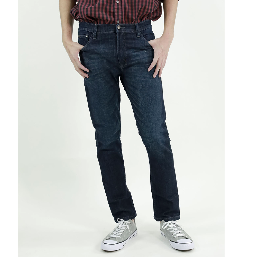 กางเกงยีนส์ ผู้ชาย ทรงกระบอกเล็ก ผ้ายืด สีน้ำเงินเข้ม MEDIA JEANS (SN:SS28/1)