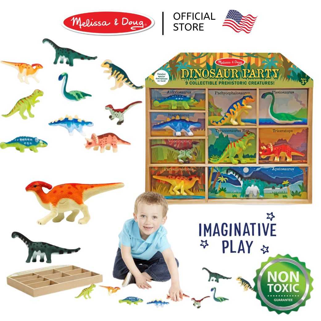 (ของแท้ USA) โมเดลจำลอง ไดโนเสาร์ ขนาด 3-4 นิ้ว ของเล่น Felt Dinosaur Set Melissa & Doug 2666