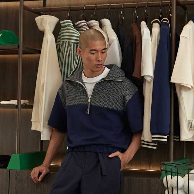 Navy Houndstooth Half-Zip Polo