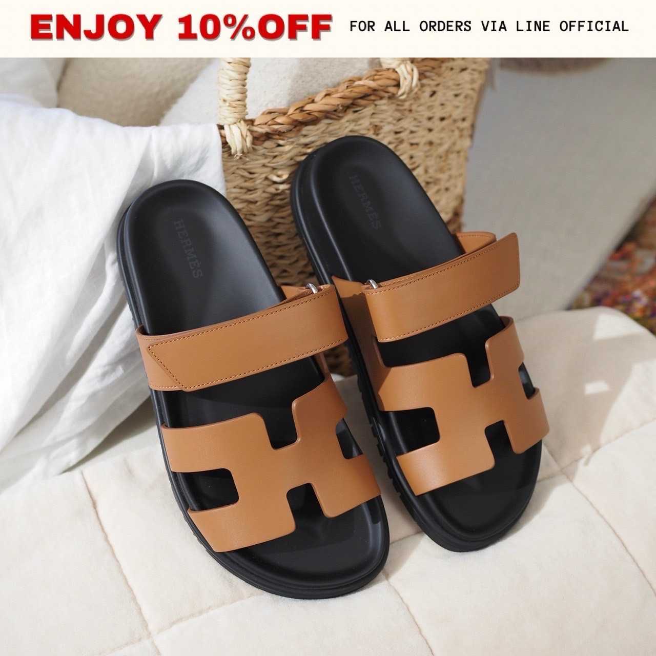 NEW! HERMES Chypre Sandals สี Naturel | Shoes