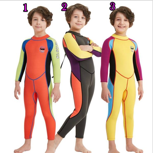 พร้อมส่ง ชุดดำน้ำ ชุดว่ายน้ำเด็กชาย เก็บอุณหภูมิ แขนยาว