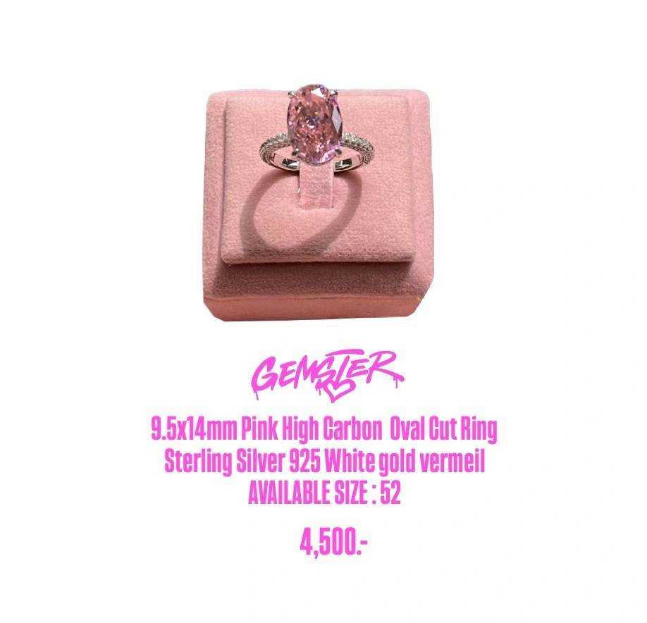 9.5x14mm Pink High Carbon Oval cut Sterling 925 Ring setting White gold