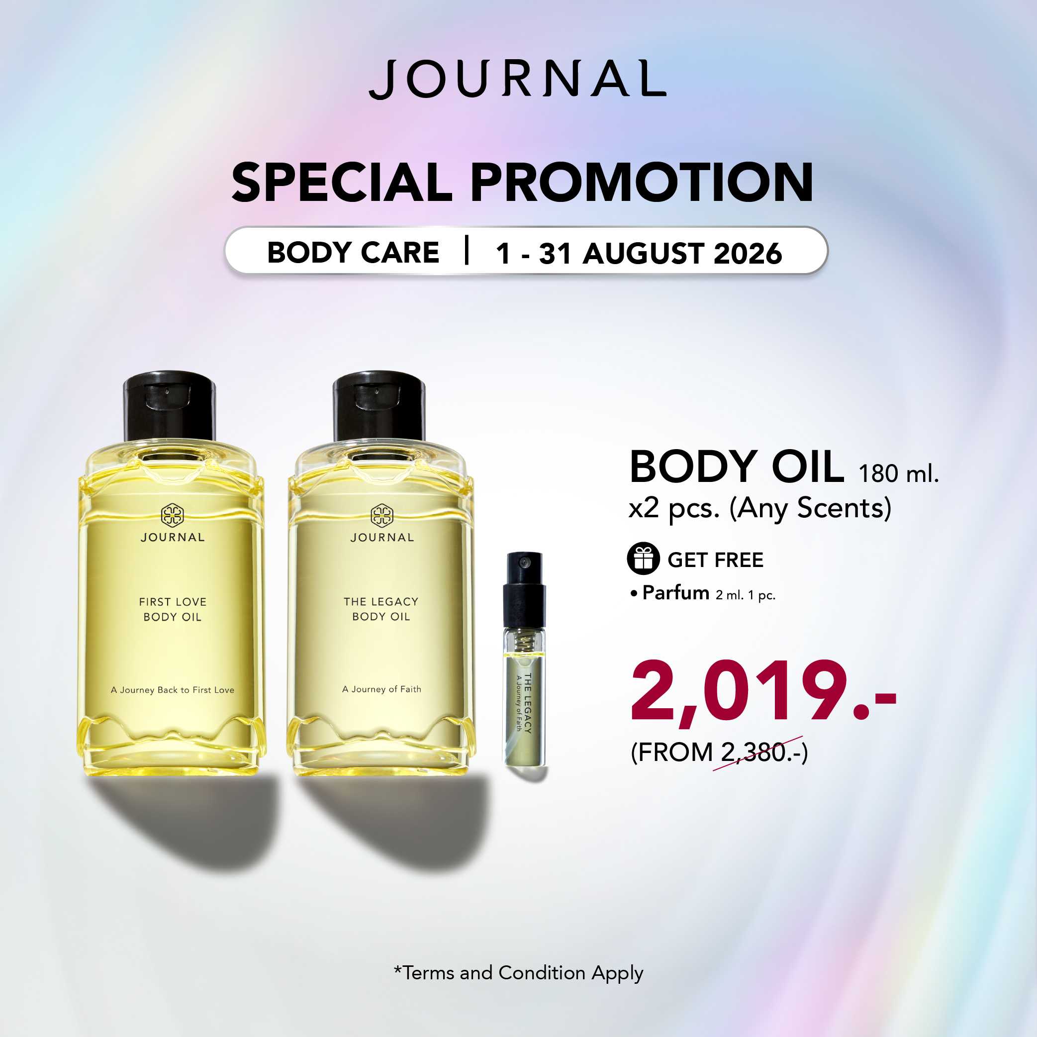 Aug Special✨Body Oil 180 ml x 2 ขวด ลดเหลือ 2,019.- (จากปกติ 2,380.-) และของแถมฟรี 4 รายการ