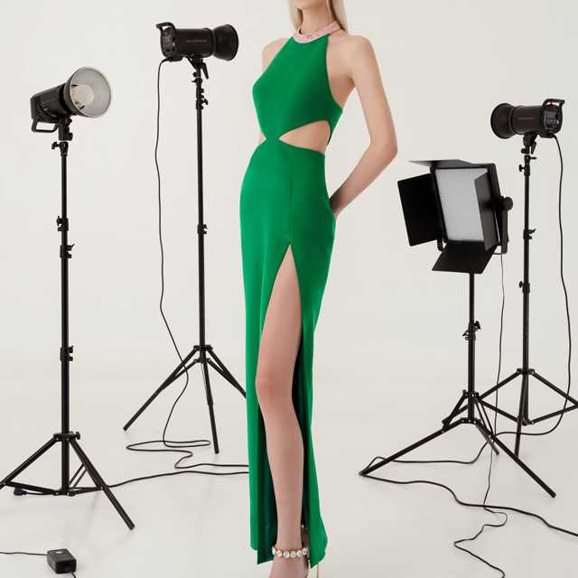 PF23 | EMBROIDER HALTER CREPE GOWN