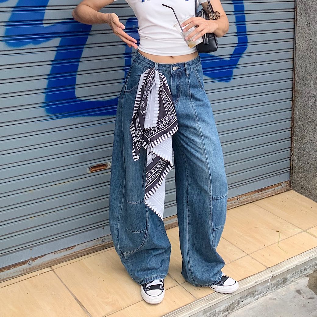 Barrel jeans w.scarf
