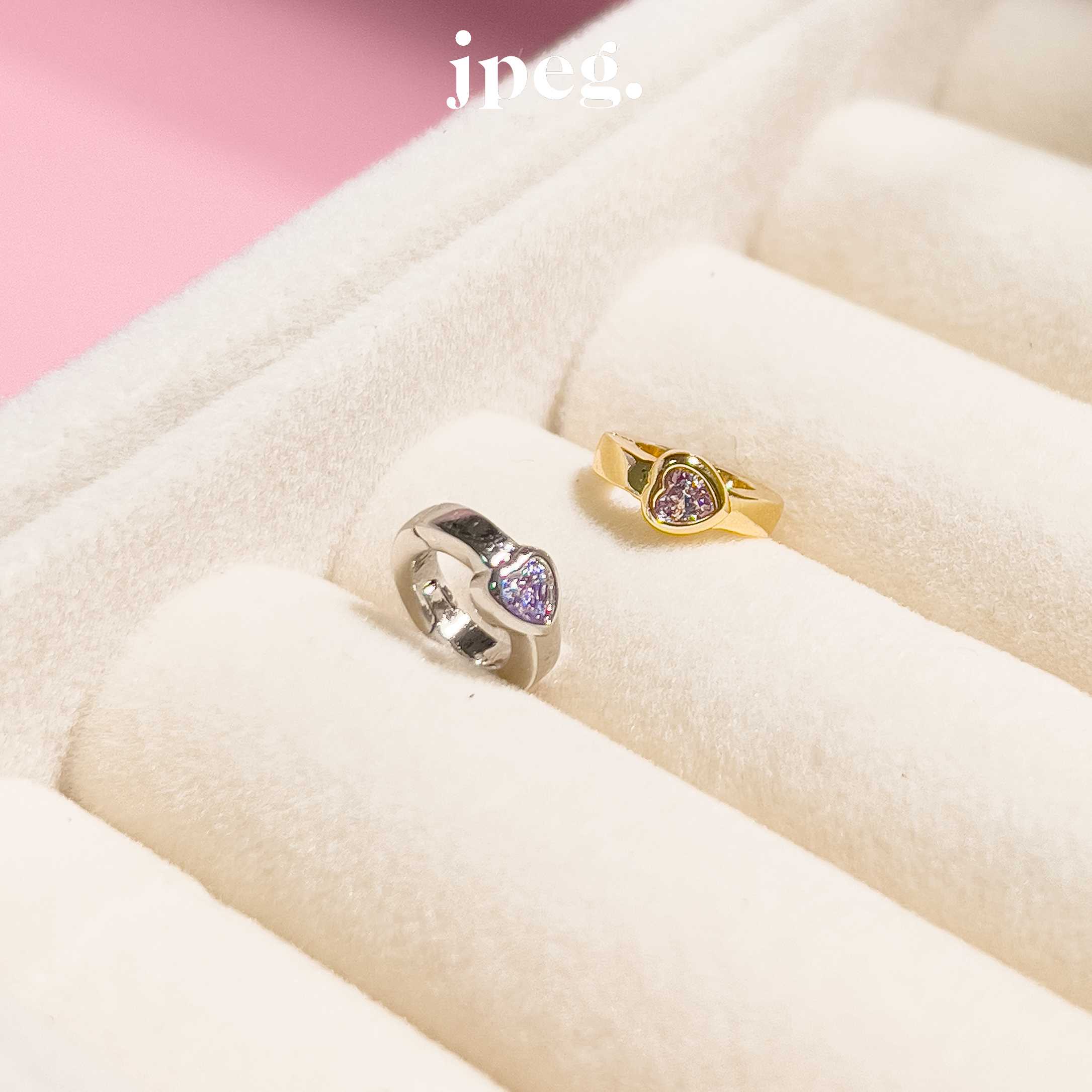 light purple - heart gem clip (brass) คลิปใส่ชาร์ม