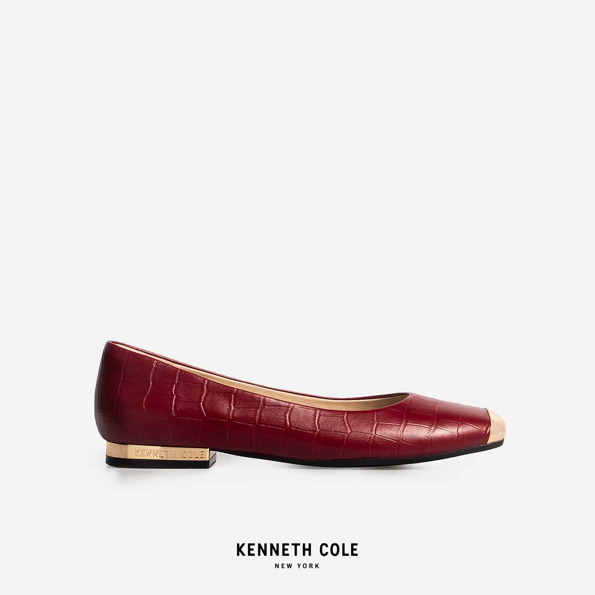 KENNETH COLE x ANNE  รองเท้ารุ่นASTAIRE FLATS BORDEAUXWINECROCสีแดงจระเข้( FLT - KF14077LE-644 )