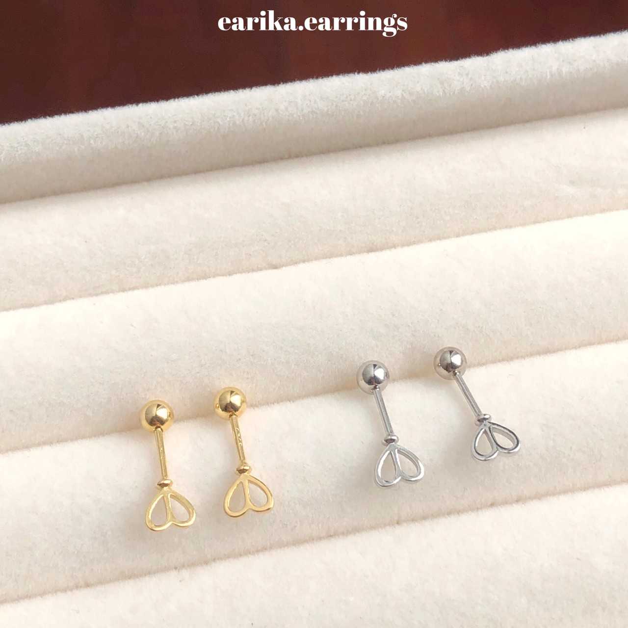 earika.earrings - heart key piercing จิวหูเงินแท้กุญแจหัวใจ (มีให้เลือกสองสี) (ราคาต่อชิ้น)