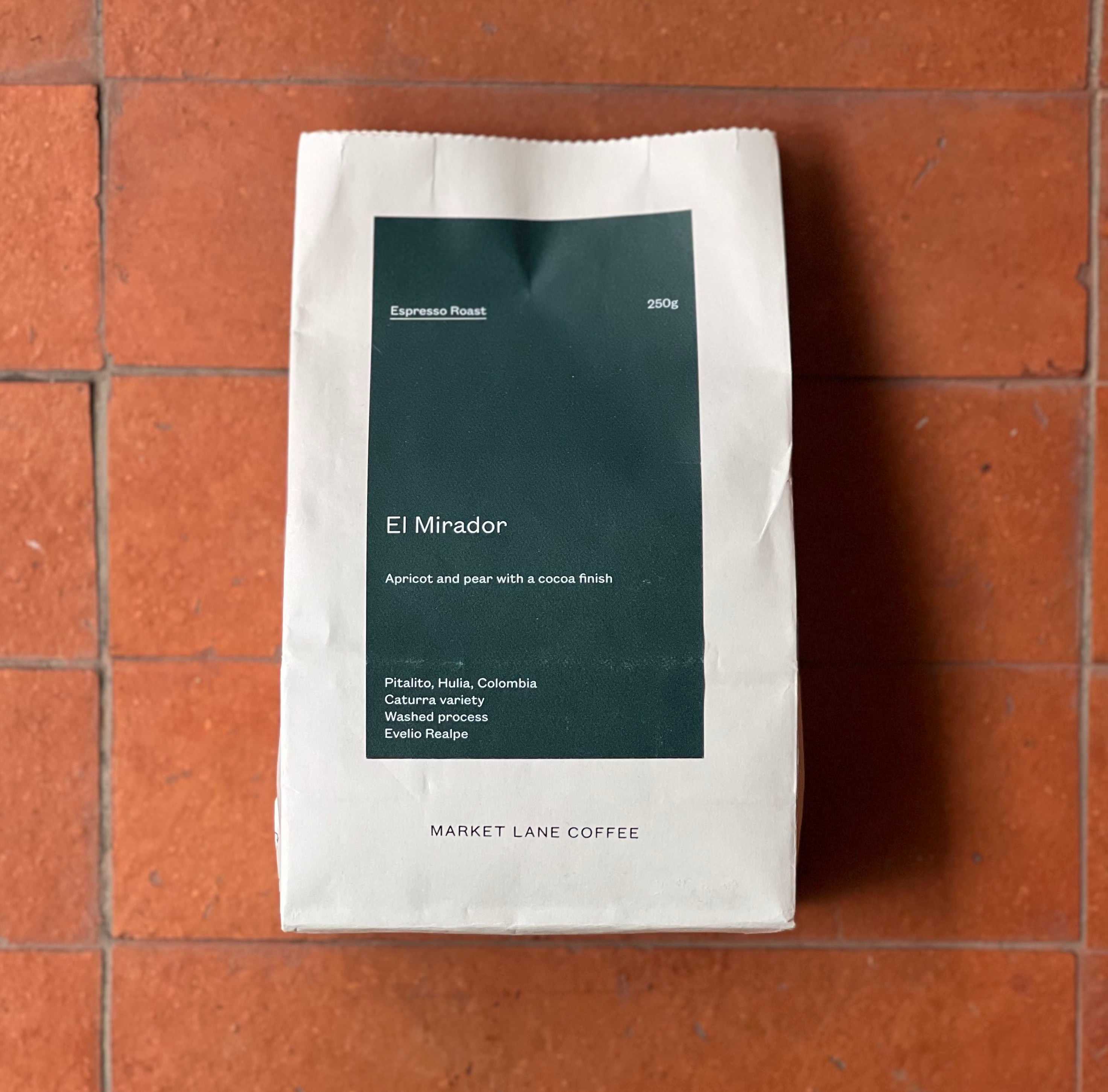 Colombia, El Mirador (Market Lane, Australia) (Espresso roast) (Light to Medium)