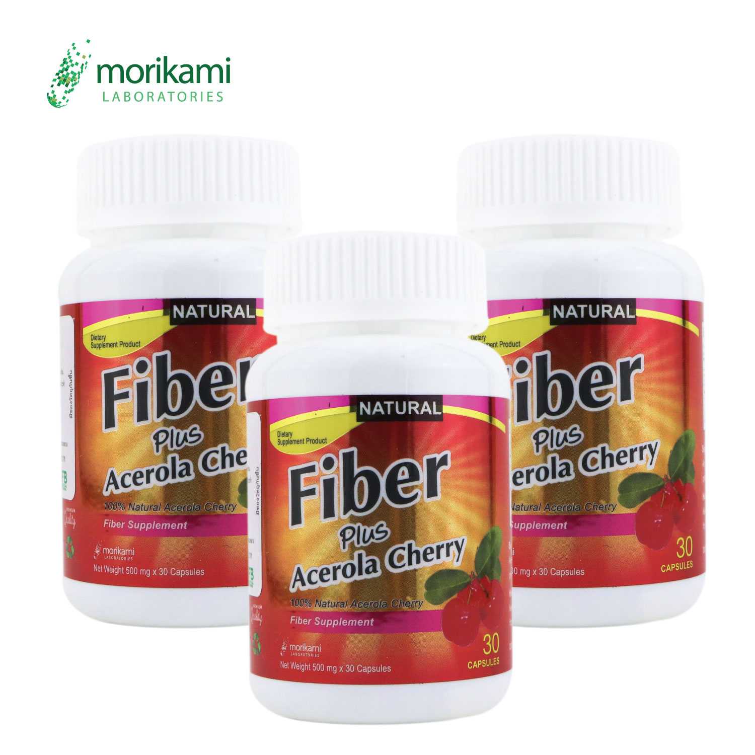 Fiber plus Acerola Cherry ไฟเบอร์ พลัส อะเซโรลา เชอร์รี่ x 3 ขวด morikami LABORATORIES