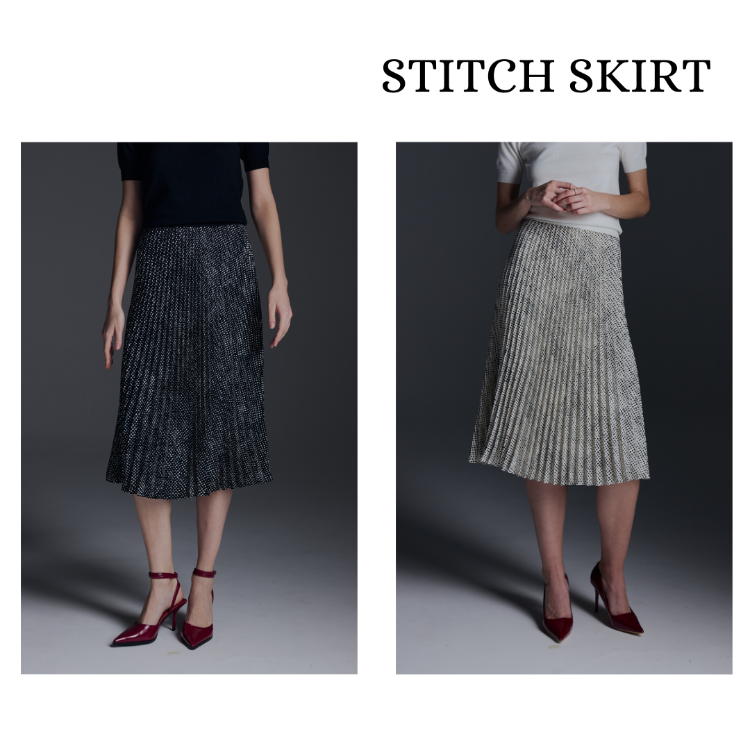 MAVE กระโปรง รุ่น Stitch skirt สี Black Neutron,White dwarf