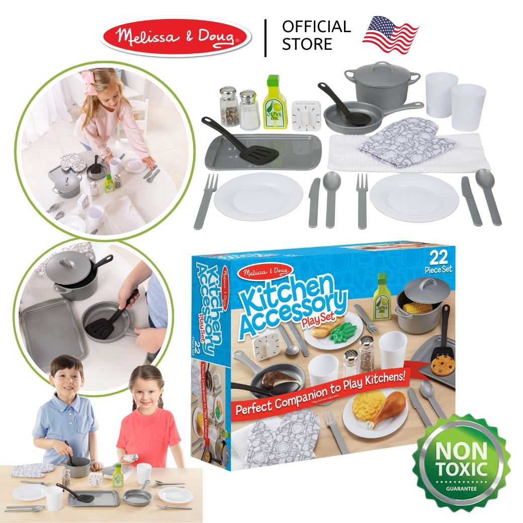 (ของแท้ USA) ชุดเครื่องครัว22ชิ้น ของเล่นทำอาหาร ของเล่นครัว Kitchen Accessory Set Melissa Doug 9304