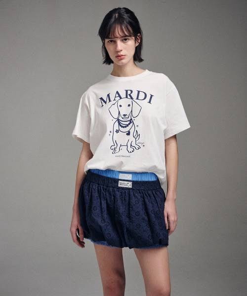 TSHIRT SWING THE TAIL DDANJI PEARL NECKLACE_IVORY NAVY