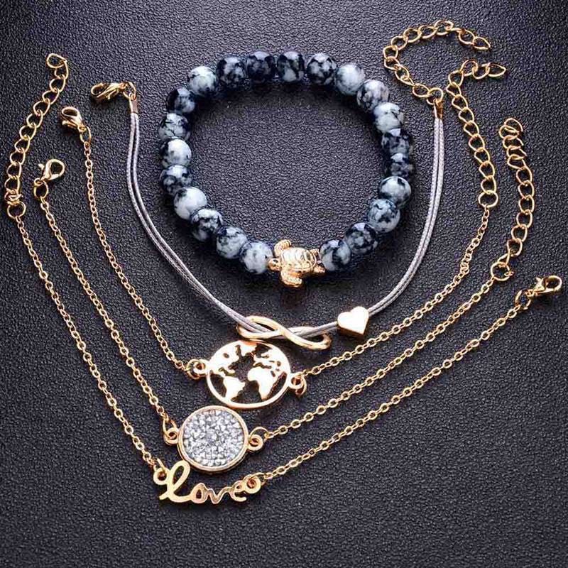 ✿BL016 | Stone Bracelet Set 5pcs