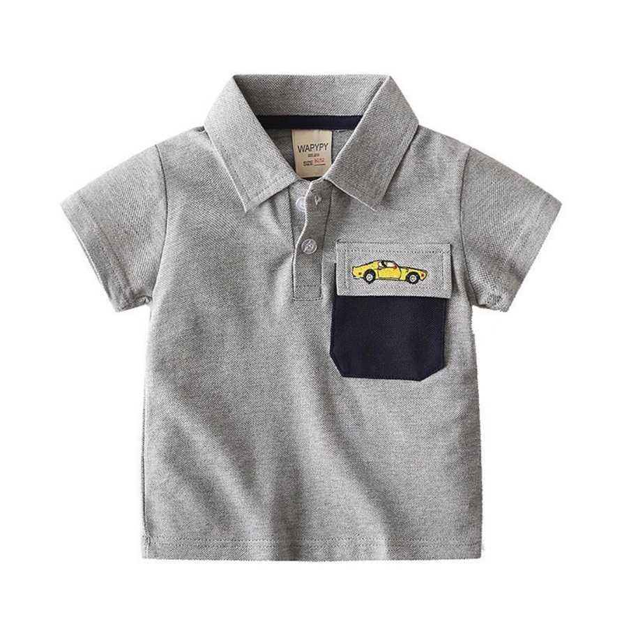 เสื้อโปโลสีเทา ลายรถ - Size120