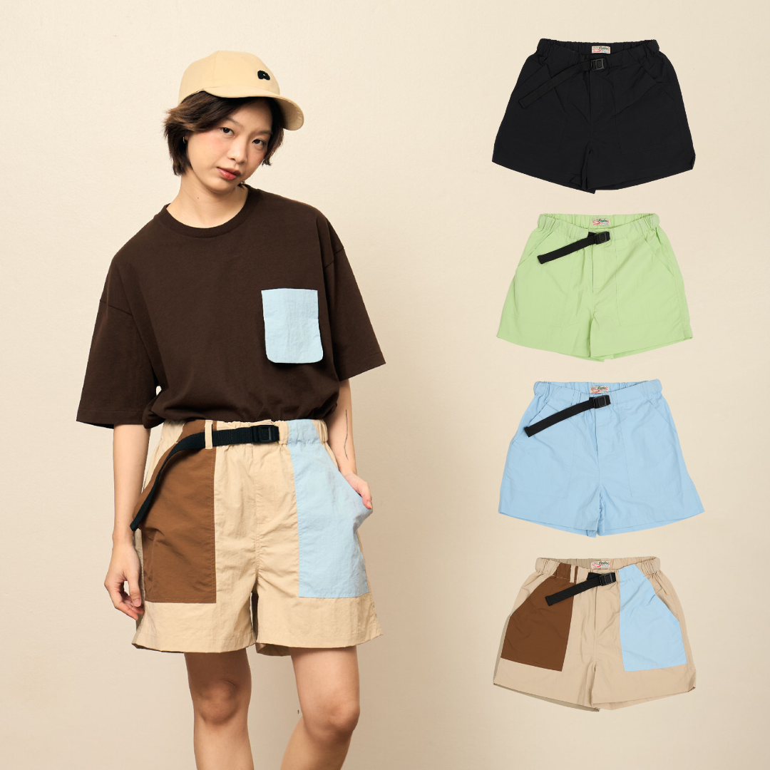 PALINI Out of Town กางเกงขาสั้น Go out Shorts Free Size ( Lime/Black/Blue/Beige/Patchwork )