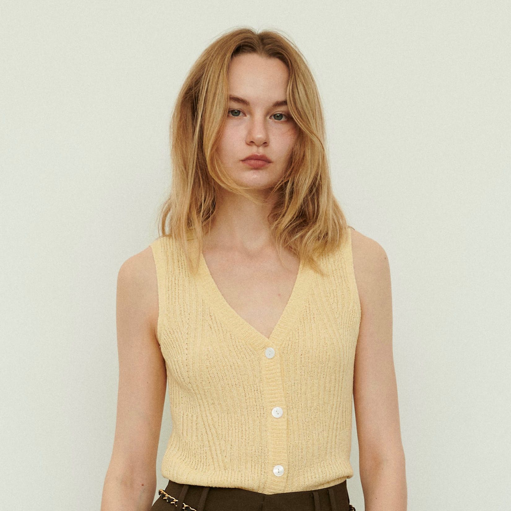 Spring Knit Vest - Lemon Drop